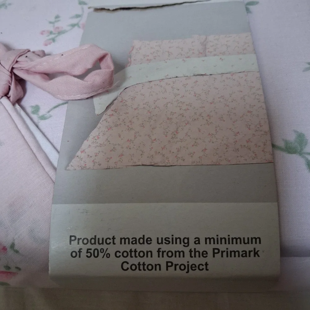 Primark Home Pink Floral Rose Double Duvet Set Cotton Rich 200x200cm New